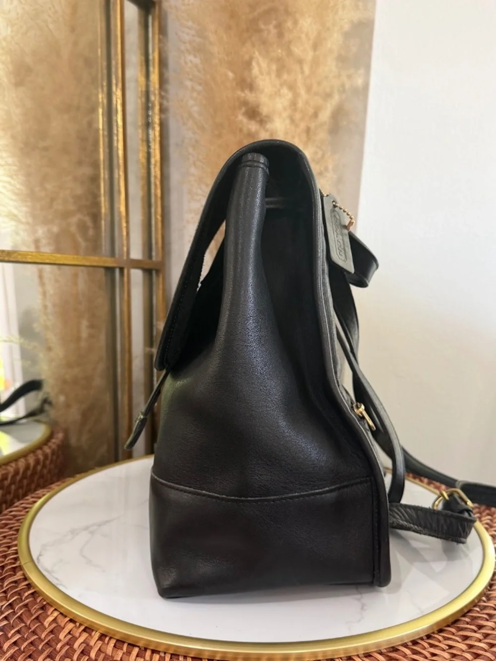 Vintage Coach 9791 Black LeatherLarge Daypack Backpack Bag Made In The USA